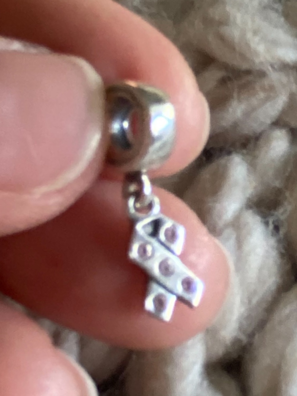 Pandora Silver Ribbon Dangle Charm with Pink Accents